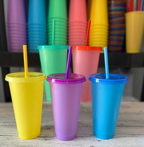 Rainbow Set Color Changing Glitter Cups 24oz - Set Of 5 Cups