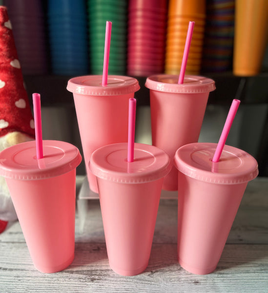 Pink love set Reusable Cold Cups 24oz
