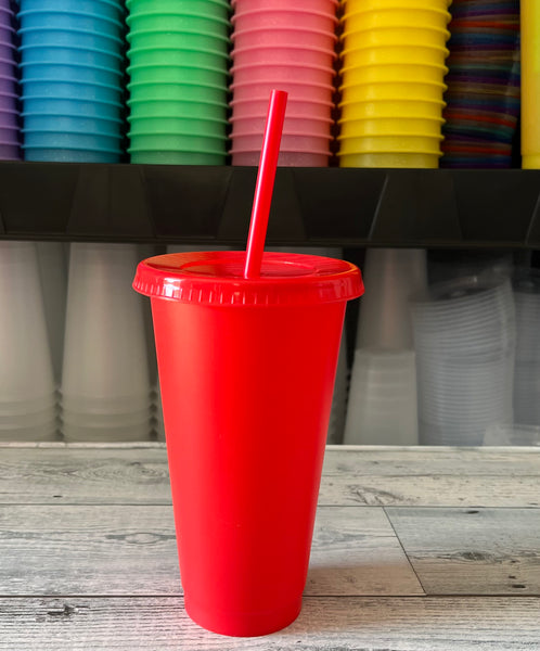 Red Set Reusable Cold Cups 24oz - Set Of 5 Cups