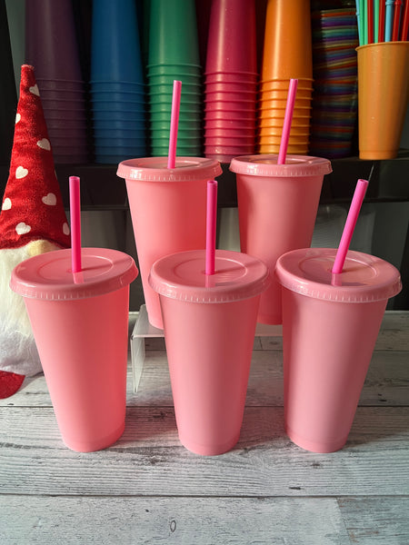 Pink love set Reusable Cold Cups 24oz